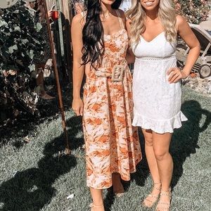 Asos floral midi with wicker belt